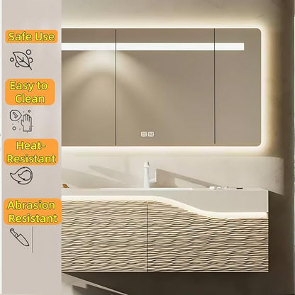 36in Elegant Modern Luxury Bathroom Vanity with Sink - Wall Mounted Solid Wood Cabinet & Smart LED Defogging Mirror | Single Sink Bathroom Cabinets