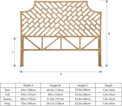 Kouboo Rattan Chippendale Headboard Twin Size Natural