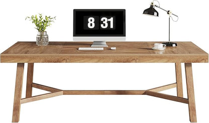Tribesigns 71-Inch Executive Desk, Farmhouse Office Computer Desk with Sturdy Leg Structure, Rectangular Writing Table Business Furniture for Home Office