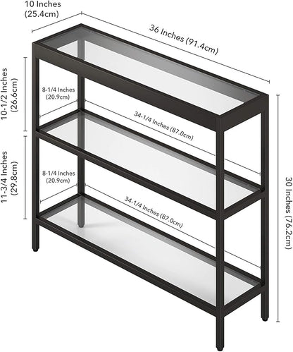 Henn&Hart 36" Wide Rectangular Console Table in Blackened Bronze, Entryway Table, Accent Table for Living Room, Hallway