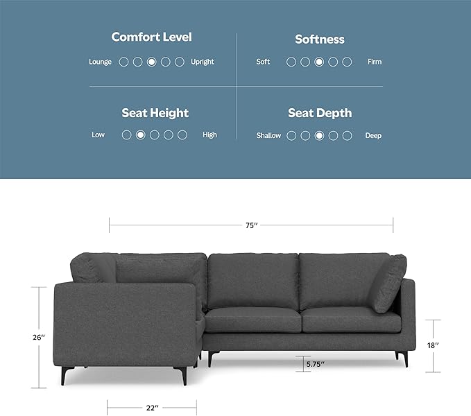 SIMPLIHOME Ava Corner Sectional Sofa in 100% Recycled Polyester Tightly Woven Performance Fabric, Pebble Grey, 102-inches Wide, Handcrafted Mid-Century Modern Style L-Shaped Couch for Living Room