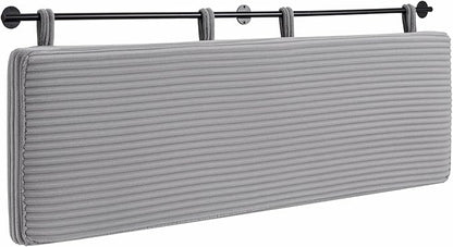 UEV Queen Headboard Only, Wall Mounted Hanging Upholstered Bed Head Board, Modern Vertical Channel Design of Fine Flannel, Elegant Grey Fluted Headboard for Bedroom (Grey, Queen Size)