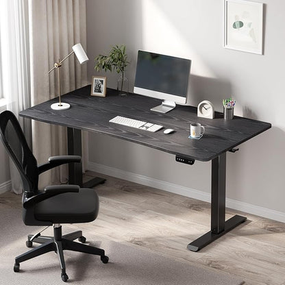 Veken 55 x 28 Inch Electric Standing Desk with Adjustable Height, Sit to Stand Computer Table for Study, Work or Gaming, Home Office Desk Black