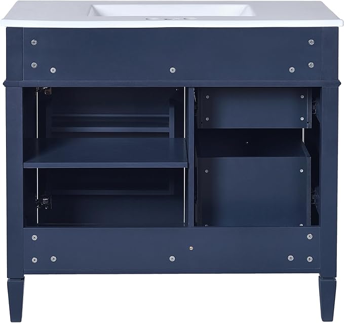 36" Bathroom Vanity with Matching Medicine Cabinet, Modern Sink Storage Cabinet with Drawers, Soft Closing Doors and Shelf, Bathroom Vanities with Sink & Mirror
