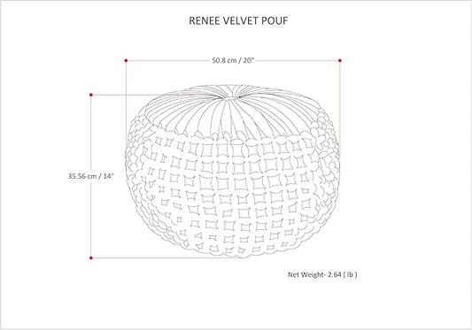 SIMPLIHOME Renee Boho Round Pouf in Navy Velvet Fabric for the Living Room, Bedroom and Kids Room