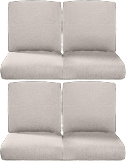 Pop 22x25/22x24 Outdoor Chair Cushions Set of 4 - Heavy Duty High Back Replacement Zippered Cushion for Patio Furniture Dining Gliding Rocking Chairs Loveseat L-Shape Sofa - Beige/Classic