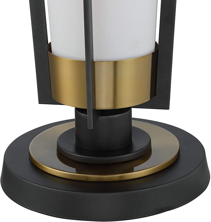 Possini Euro Design Vista Mid Century Modern Style Torchiere Lamp 4-Light 68" Tall Antique Brass Gunmetal Gray Off White Linen Cone Shade Decor for Living Room Reading House Bedroom Home Office