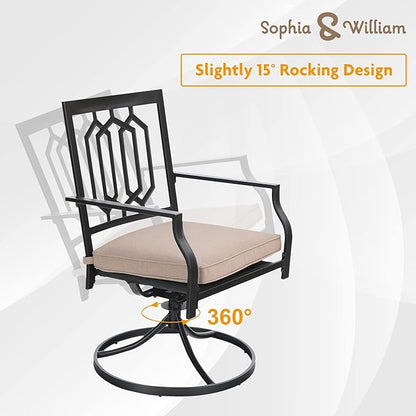 Sophia & William Outdoor Metal Swivel Chairs Set of 4 Patio Dining Rocker Chair with Cushion Furniture Set for Garden Backyard Bistro, 300 lbs