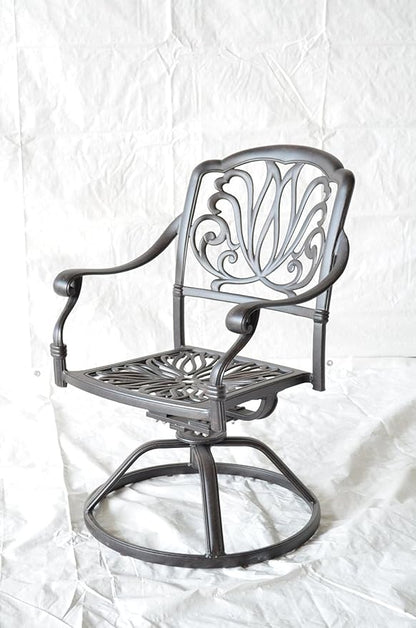 Elizabeth Outdoor Patio 9pc Dining Set 44" X 84" Cast Aluminum, Walnut Cushions