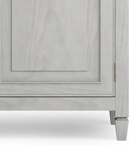 SIMPLIHOME Connaught 40-inch Wide Solid Wood Storage Cabinet in Fog Grey for Entryway, Living Room, Organizer for Hats, Gloves, Shoes, Keys, Slim Design, Traditional Style