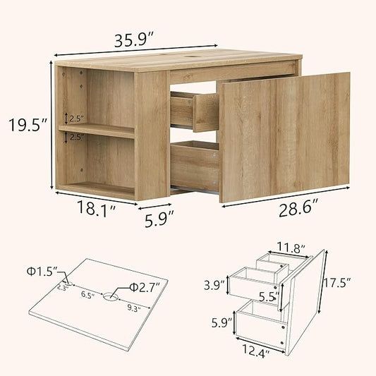 30 Inch Floating Bathroom Vanity with Sink – Wall-Mounted Vanity with Hidden Drawer, Natural Wood Finish, Modern Vessel Sink Vanity for Bathroom(Nature Without Sink, 30")