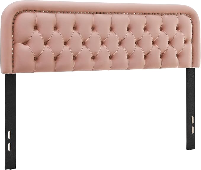 BeyetseaTufted Upholstered Pink King Headboard only-Button Solid Wood HeadBoards with Adjustable Height-Modern Velvet Padded Bed Head Boards-Easy Install&Nailhead