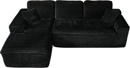 106" Oversized Couch Sofa, L Shape Couches for Living Room, No Assembly Required Corduroy Sectional Sofas with Left Facing Chaise for Home Apartment