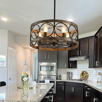 Flush Mount Ceiling Light Fixture Ceiling Mount,5 Light Black Farmhouse Chandelier 19.7" Rustic Farmhouse Chandelier Modern Pendant Light Fixtures for Kitchen Lighting Fixture