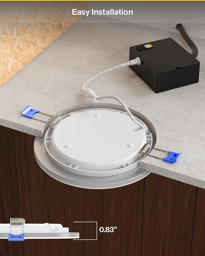 Sunco 6 Inch LED Recessed Light with Night Light, Canless Recessed Lighting, 1500 LM, 15W (150W Equivalent), Selectable CCT 2700K/3000K/4000K/5000K/6000K, Dimmable, with Junction Box 4 Pack.