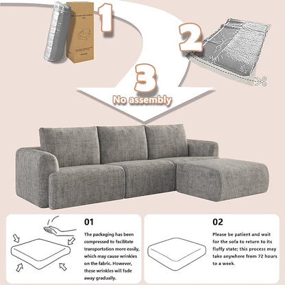 EASE MOOSE Boneless Modular Cloud Couch, Oversized L-Shaped Sectional Sofa for Living Room, Extra Large Movable Couches, 6-Deep-Seat Movable Sofas for Bedroom, Apartment, Chenille (Light Grey)