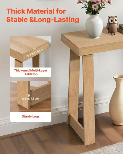 VEVOR 36 in Console Table, Modern Desk Behind The Couch, Wooden Rectangle Entrance Desk, Narrow Long Sofa Table Accent Stand, Ideal for Hallway, Bedroom, Living Room, Foyer, Easy Assembly, Natural