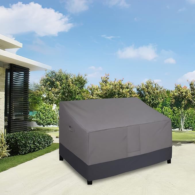 Easy-Going Waterproof Outdoor Loveseat Cover, Heavy Duty Deep 2-Seater Patio Couch, Windproof Furniture With Air Vent (76Wx40Dx33H inch, Gray/Dark Gray)