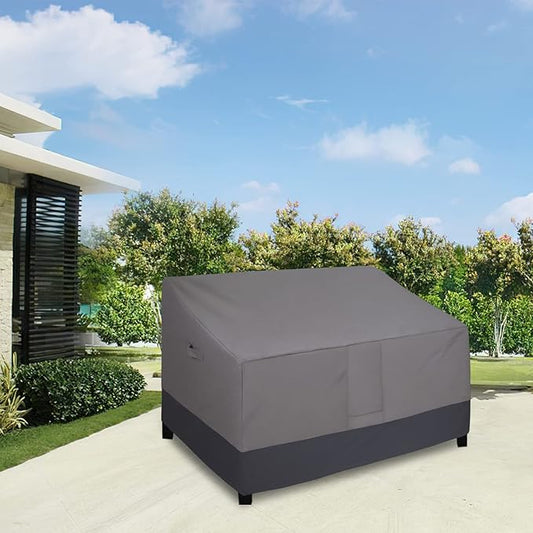 Easy-Going Waterproof Outdoor Loveseat Cover Heavy Duty Patio Furniture Couch Cover Windproof Durable (54Wx38Dx35H inch, Gray/Dark Gray)