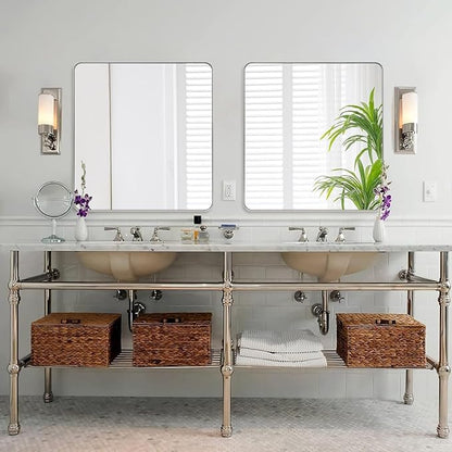 ANDY STAR Brushed Nickel Mirrors for Bathroom Sink,36x40 Inch Bathroom Vanity Mirror with Rectangular Metal Frame-Modern Clean Design with Superior Stainless Steel Frame