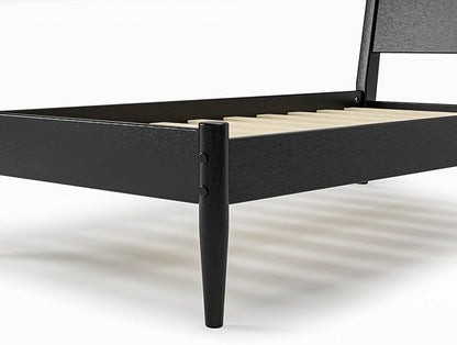 Camaflexi Mid-Century Panel Bed - Twin Size - Black Finish