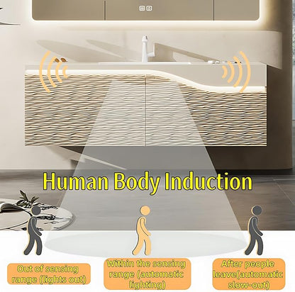 40in Elegant Modern Luxury Bathroom Vanity with Sink - Wall Mounted Solid Wood Cabinet & Smart LED Defogging Mirror | Single Sink Bathroom Cabinets