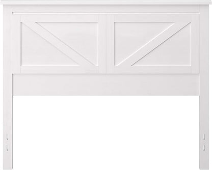 Glenwillow Home Farmhouse Style Wood Panel Headboard in Gloss White - Full Size