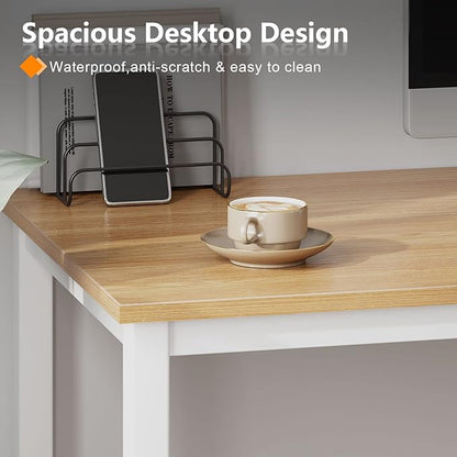 Need Computer Desk 39.4 inches Computer Table Writing Desk Workstation Office Desk, Teak White