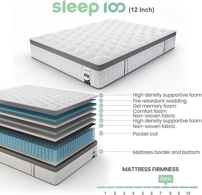 Twin Mattress 10 Inch, 5-Zone Deep Sleep Firm Mattress with Extra Lumbar & Shoulder Support, Hotel Collection Hybrid Single Mattresses Pain Relief, Fiberglass Free & No Odor -365 Night Trial