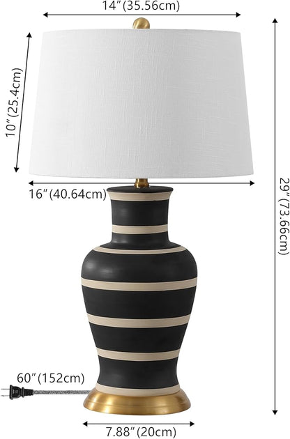 JONATHAN Y JYL4026J Julian 29" Traditional Classic Ceramic Urn LED Table Lamp, Black/Beige for Bedroom, Living Room, Kitchen, Home Office