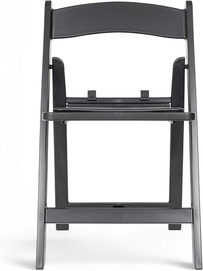 Flash Furniture Hercules Set of 2 Kids Black Resin Folding Chairs with Gray Vinyl Padded Seats