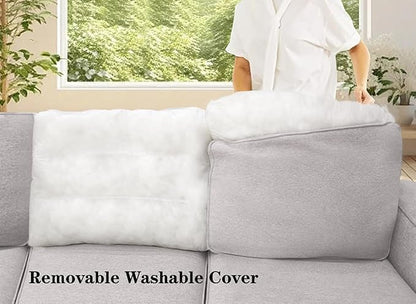 Legend Vansen Modular Sectional Sofa U Shaped Couch with Ottoman Modern Reversible Corner Sectional Couch for Living Room (Light Grey, U Shaped Sofa-4)