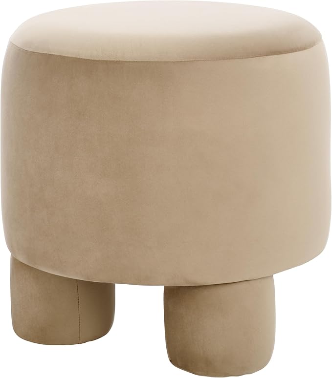 SAFAVIEH Home Collection Naref Tan Brown Velvet Round Ottoman