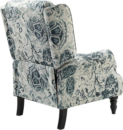 HULALA HOME Upholstered Wingback Recliner Chair Set of 2, Small Adjustable Footrest Push Back Single Reclining Sofa, Mid Century Modern Lounge Armchair for Living Room, Bedroom, Reading/Floral