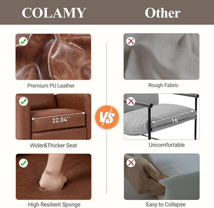 COLAMY Recliner Chair Set of 2, PU Leather 360° Swivel Rocker Recliner, Nursery Glider Recliner with Ergonomic High Backrest and Upholstered Deep Seat for Living Room, Bedroom, Color Cocoa