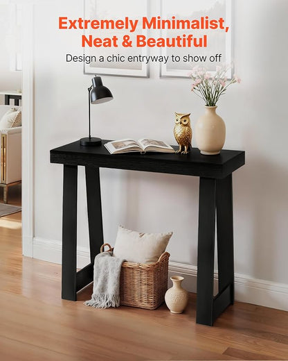 VEVOR 36 in Console Table, Modern Desk Behind The Couch, Wooden Rectangle Entrance Desk, Narrow Long Sofa Table Accent Stand, Ideal for Hallway, Bedroom, Living Room, Foyer, Easy Assembly, Black