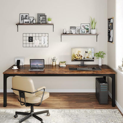 Tribesigns 78.7 Inches Extra Long Computer Desk 2 Person Desk, Double Long Desk, Workstaion for Home Office, Brown+Black