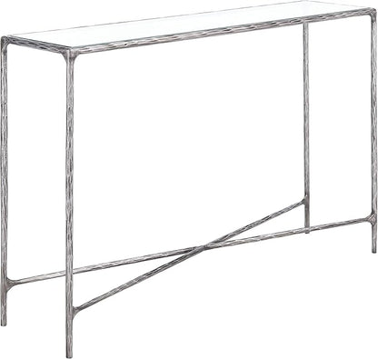 SAFAVIEH Couture Home Collection Jessa Silver Metal/Tempered Glass Top Entryway Living Room Rectangle Console Table (Fully Assembled)