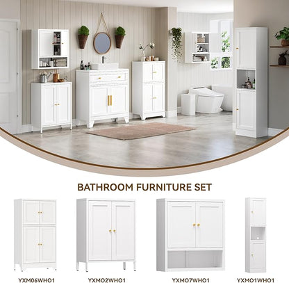 Metal Bathroom Storage Cabinet,Bathroom Floor Storage Cabinet with 2 Adjustable Shelves and 2 Doors,Freestanding Sideboard for Small Spaces, Living Room, Home Office, Dining Room