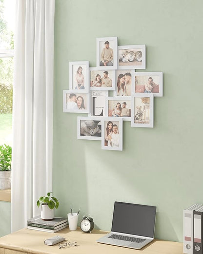 SONGMICS 4x6 Collage Picture Frames, 12-Pack Photo Collage Frame for Wall Decor, Glass Front, Assembly Required, Christmas Gift, Cloud White URPF22WTV1