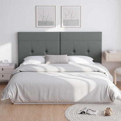 Upholstered King Size Headboard, Headboard King with Sturdy Metal Legs, Tufted Upholstery Design Bed Headboards with Adjustable Width & Height (Grey)
