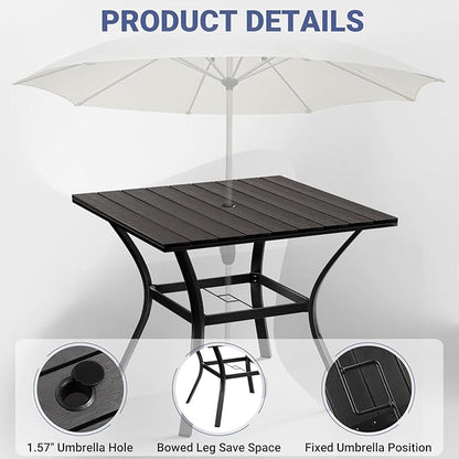 LEVELEVE 5 Piece Outdoor Patio Dining Set with 4 Swivel Dining Chairs & 1 Large Round Dining Table,Bistro Furniture Set for Lawn, Garden, Deck, Backyard and Porch
