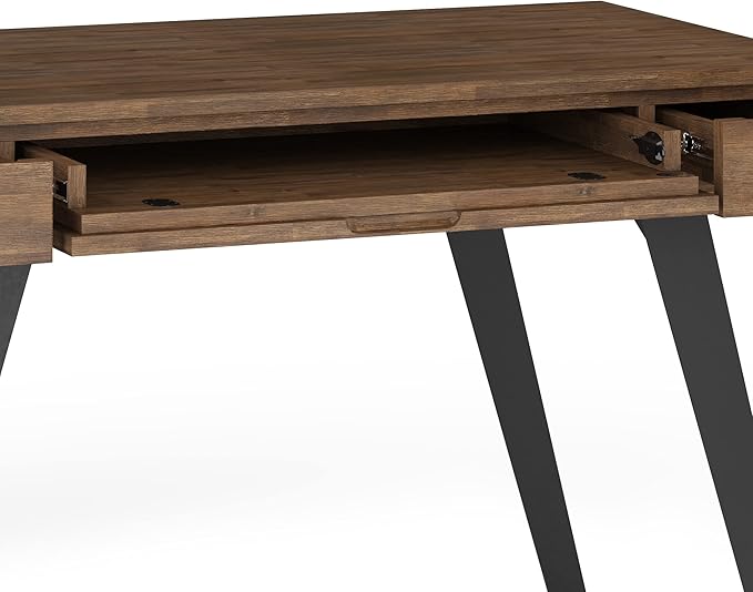 SIMPLIHOME Lowry SOLID ACACIA WOOD Modern Industrial 44 inch Wide Small Desk in Rustic Natural Aged Brown for the Office Desk, Writing Table, Workstation and Study Table