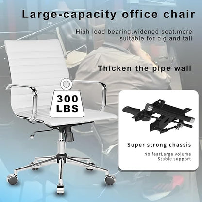 White Office Chair Ergonomic Swivel Desk Chair with Armrests Comfortable Heavy-Duty Chair for Office or Conference Table ，White 22.83in Seat