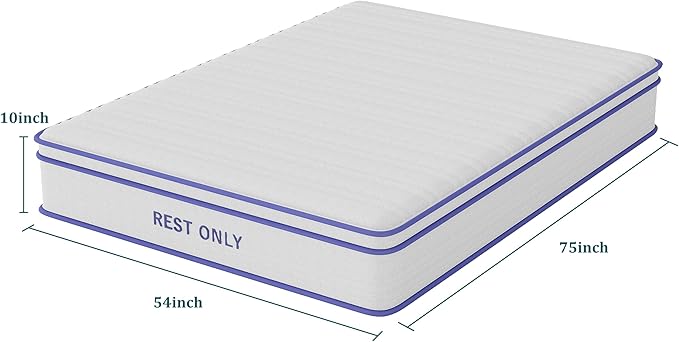 Full Size Mattress 10 Inch, Rest Only Full Mattress in a Box, Medium Firm for Pressure Relief, Memory Foam & Individually Wrapped Coils Pocket Spring for Motion Isolation