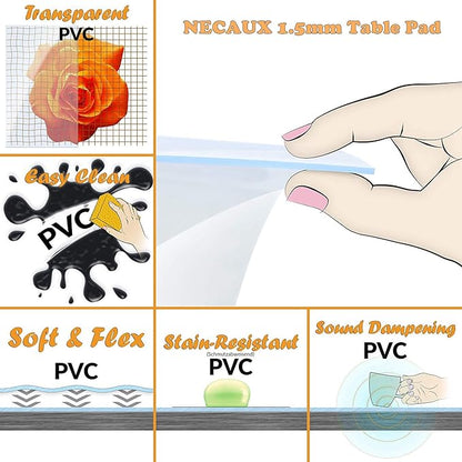 NECAUX Custom 13 x 20 Inch Clear Desk Cover Protector, 1.5mm Thick Plastic Desk Pad Mat, Table Cover Tablecloth Protector for Office Computer Writing Desk, Side Table, End Table, Night Stand