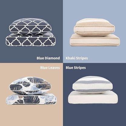 Outdoor Cushion Set for Patio Furniture Deep Seat Chair Cushions Weather Resistant Sofa Chair Pad, 24.4x23.6 Inch, Blue Leaves