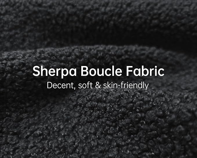 Morden Fort Modern Cloud Couch - 3 Seater Sherpa Boucle Sofa with Wood Legs, Ultra-Thick High Resilience Cushion with 3 Matching Pillows Upholstered Comfy Couch Sofa for Living Room - Black