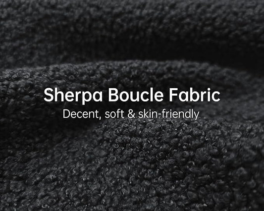 Morden Fort Modern Cloud Couch - 3 Seater Sherpa Boucle Sofa with Wood Legs, Ultra-Thick High Resilience Cushion with 3 Matching Pillows Upholstered Comfy Couch Sofa for Living Room - Black