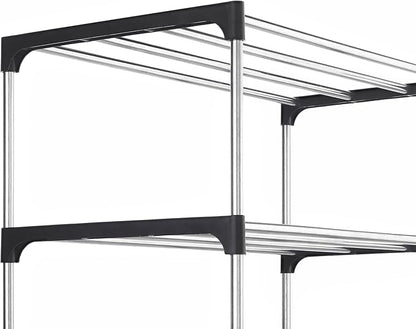 Whitmor 7-Tier Shoe Rack - Small Space Solution - Store up to 14 Pairs of Shoes - Organize Shoes & Accessories - Chrome & Black
